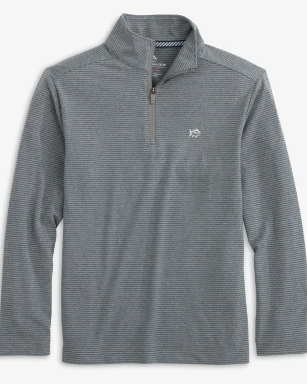 Southern Tide Boys Cruiser Heather Micro-Stripe Quarter Zip Pullover< Boys Pullovers & Vests