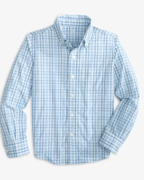 Southern Tide Boys Haywood Plaid Intercoastal Long Sleeve Sport Shirt< Boys Button Down Shirts