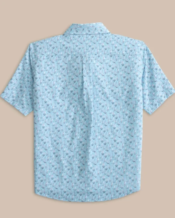 Southern Tide Boys Intercoastal Forget A-Boat It Short Sleeve Sport Shirt< Boys Button Down Shirts