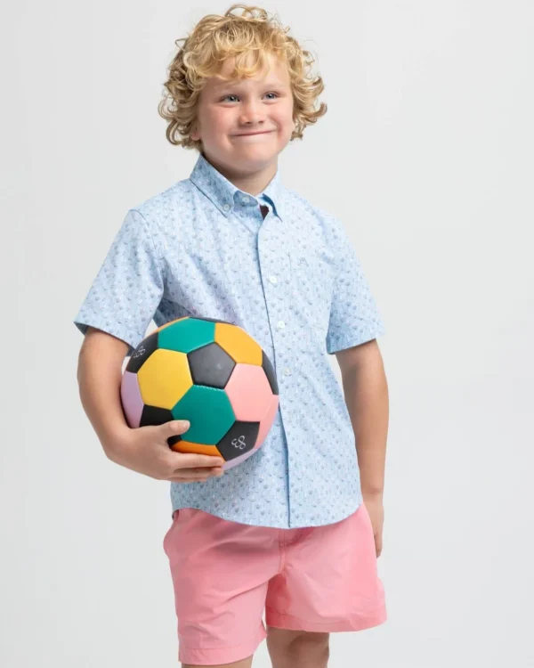 Southern Tide Boys Intercoastal Forget A-Boat It Short Sleeve Sport Shirt< Boys Button Down Shirts