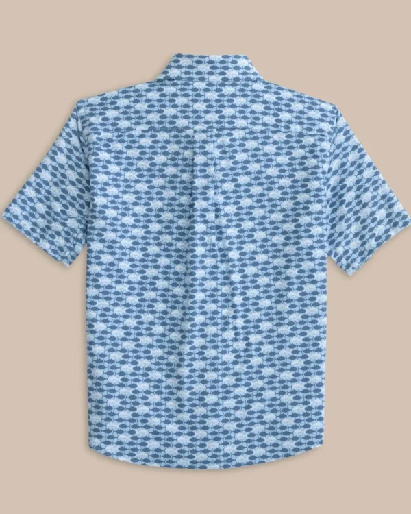 Southern Tide Boys Intercoastal Heather Skipping Jacks Short Sleeve Sport Shirt< Boys Button Down Shirts