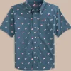 Southern Tide Boys Keep It Nautical Heather Intercoastal Short Sleeve Sport Shirt< Boys Button Down Shirts