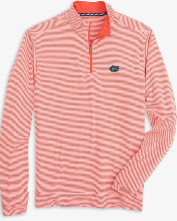 Southern Tide Florida Gators Cruiser Micro-Stripe Heather Quarter Zip< Outerwear