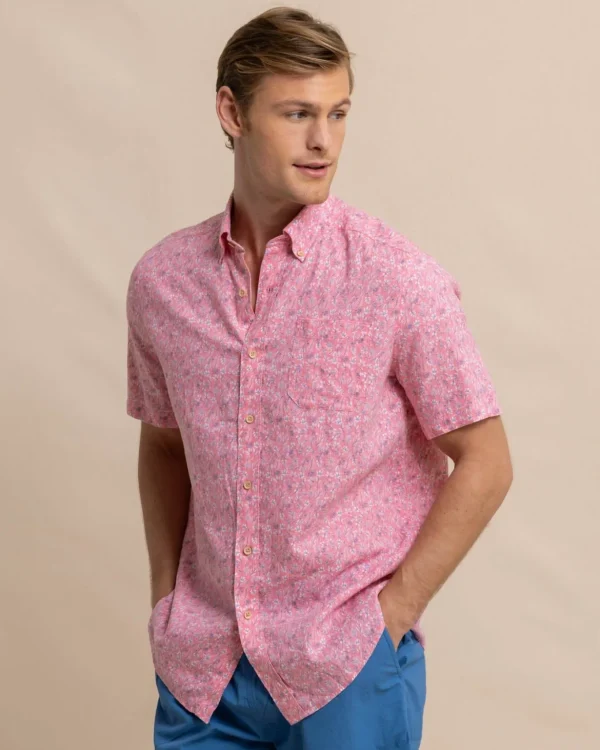 Southern Tide Linen Rayon Ditzy Floral Short Sleeve Sport Shirt< Sport Shirts & Button Downs