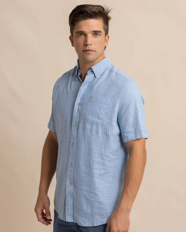 Southern Tide Linen Rayon White Lotus Short Sleeve Sport Shirt< Sport Shirts & Button Downs