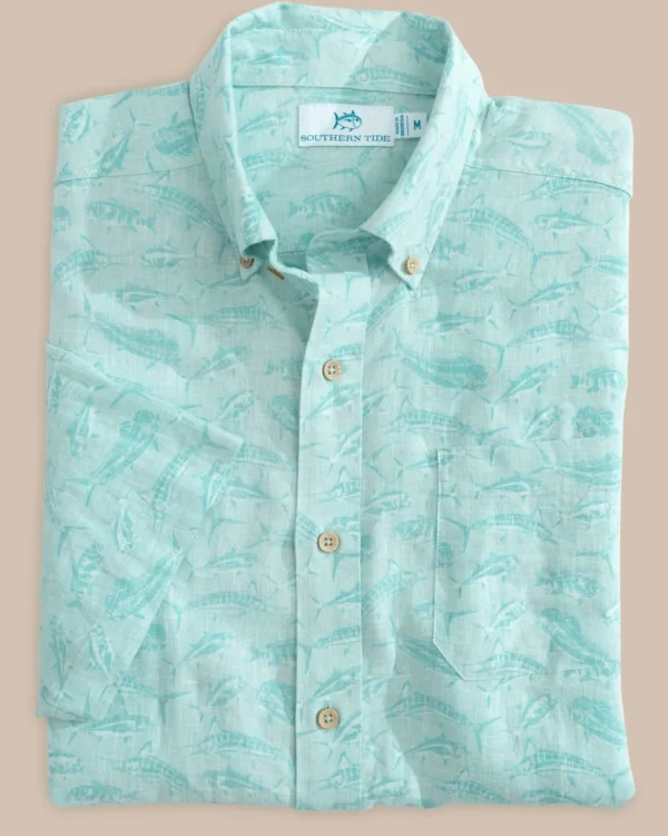 Southern Tide Linen Rayon You'Ve Been Schooled Short Sleeve Sport Shirt< Sport Shirts & Button Downs