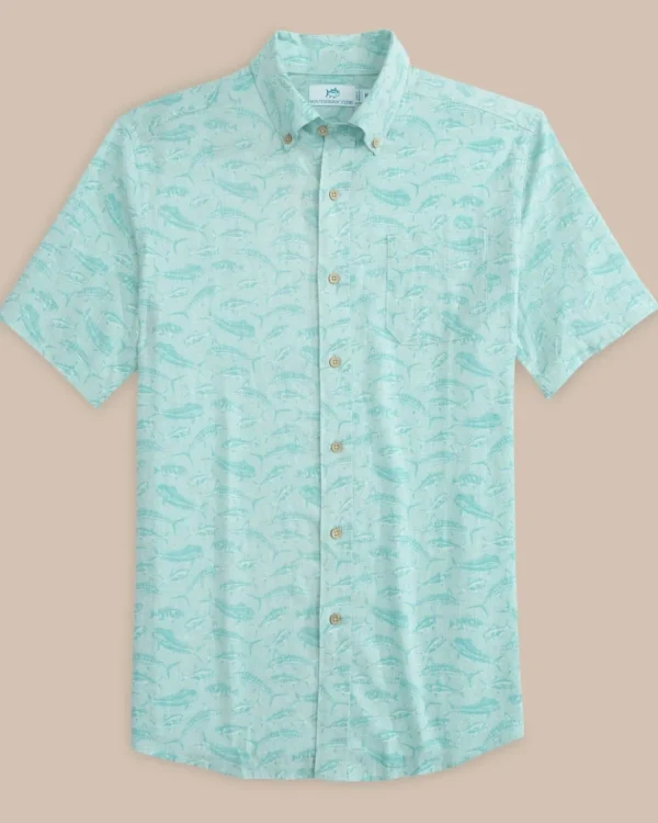 Southern Tide Linen Rayon You'Ve Been Schooled Short Sleeve Sport Shirt< Sport Shirts & Button Downs