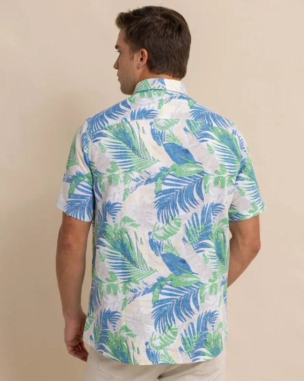 Southern Tide Paradise Palms Linen Rayon Short Sleeve Sport Shirt< Sport Shirts & Button Downs