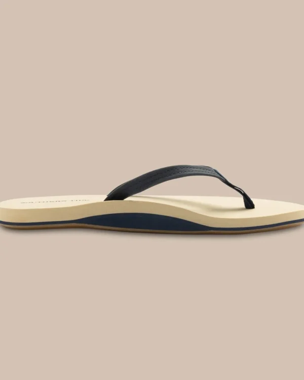 Southern Tide Women'S Navy Leather Weekend Flipjacks< Sandals And Flipjacks®