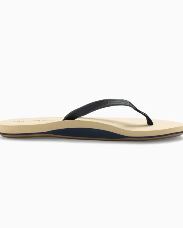 Southern Tide Women'S Navy Leather Weekend Flipjacks< Sandals And Flipjacks®